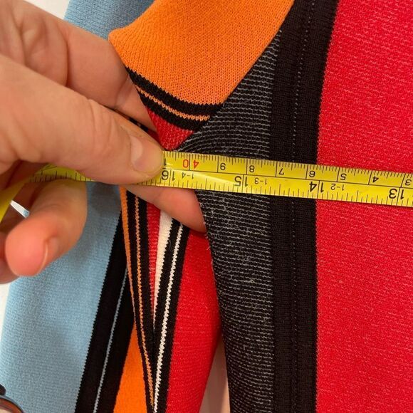 Roksanda Cutout Multi Color Block Stretch Knit Midi Dress Vertical Striped M - Picture 12 of 14